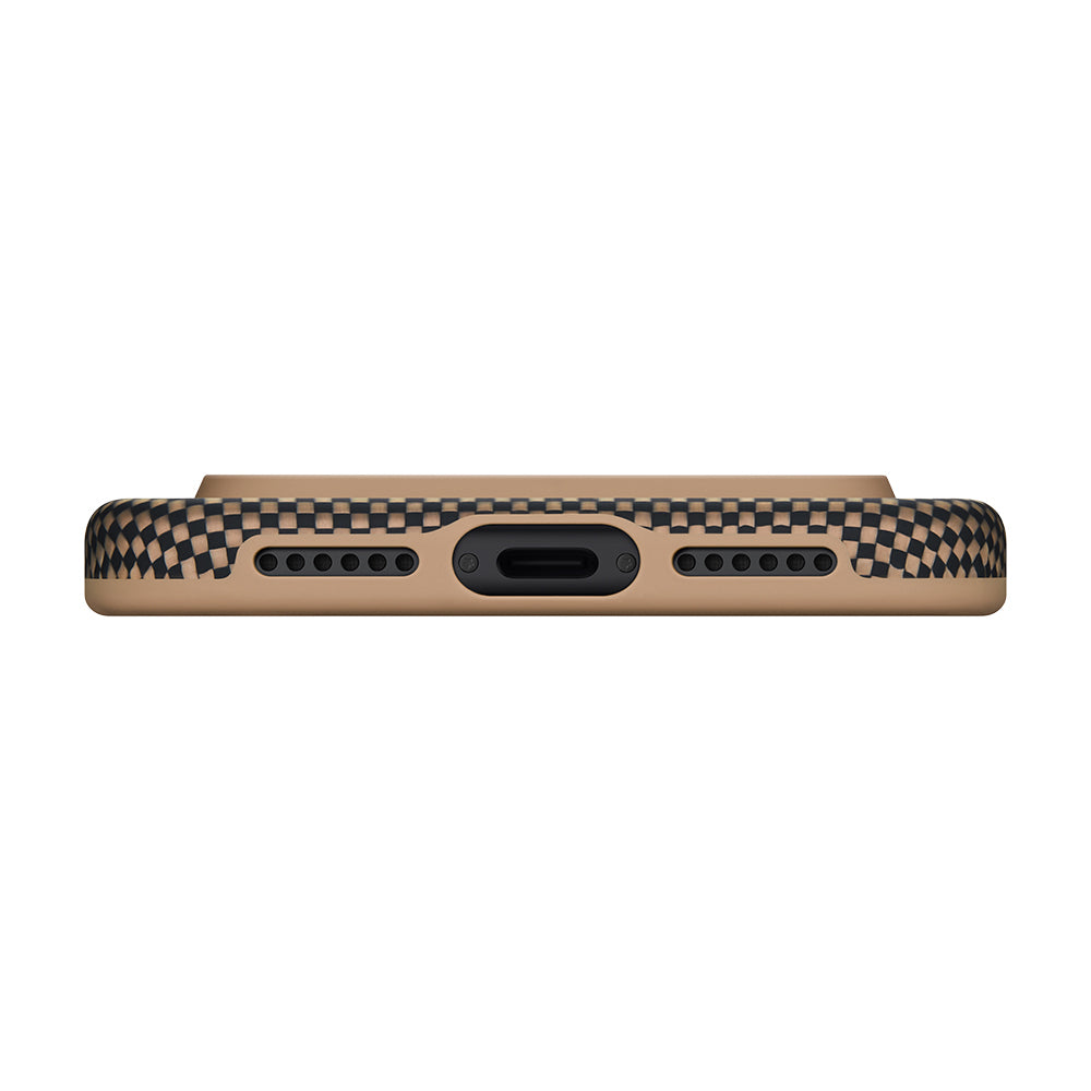 Apple iPhone 17 Pro Max Case M-Safe Charging Feature Aramid Fiber Pitaka Military-Grade Sunset-Moonrise Series Cover Brown