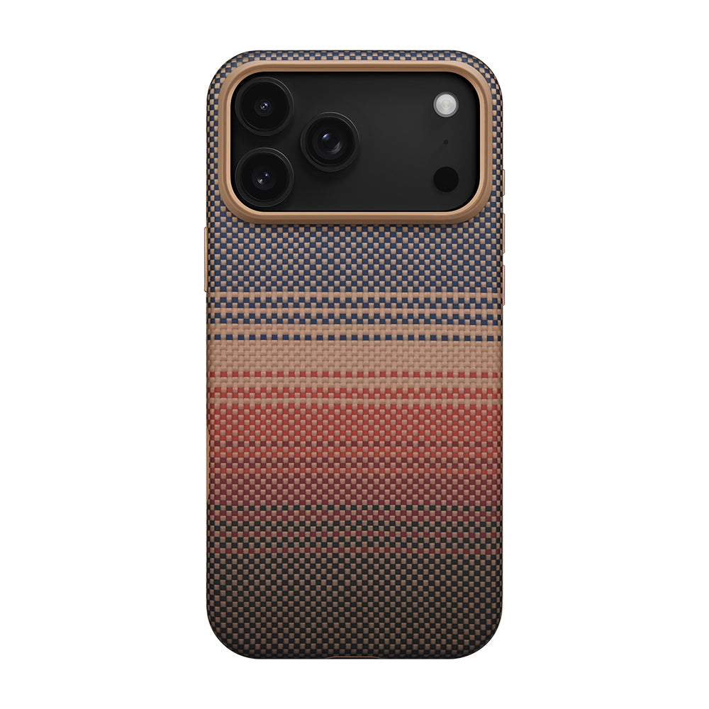 Apple iPhone 17 Pro Max Case M-Safe Charging Feature Aramid Fiber Pitaka Military-Grade Sunset-Moonrise Series Cover Brown