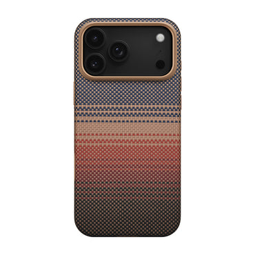 Apple iPhone 17 Pro Max Kılıf M-safe Şarj Özellikli Aramid Fiber Pitaka Military-Grade Sunset-Moonrise Serisi Kapak