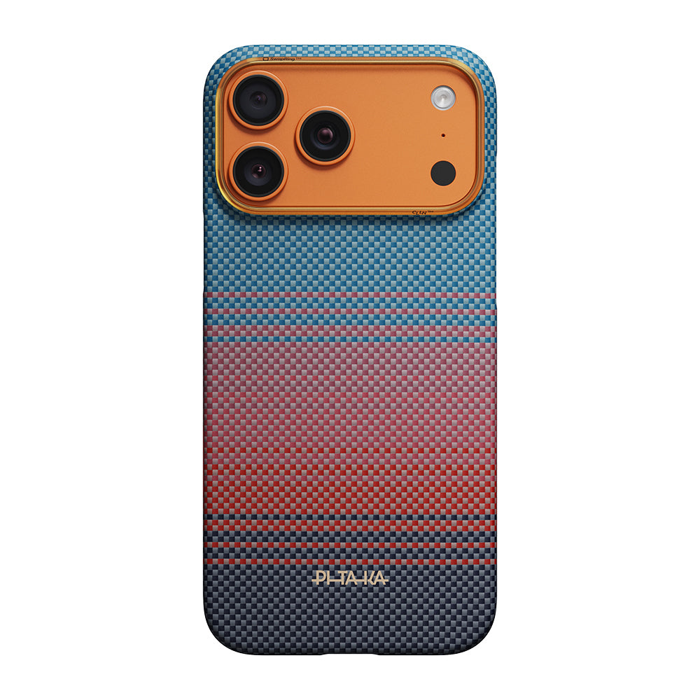 Apple iPhone 17 Pro Max Kılıf M-safe Şarj Özellikli Aramid Fiber Pitaka Sunset 2.0 California Dream Serisi Kapak