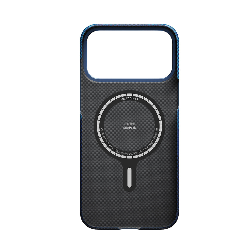Apple iPhone 17 Pro Max Case M-Safe Charging Feature Aramid Fiber Pitaka Tactile Woven Starpeak Series Over The Horizon Cover Blue