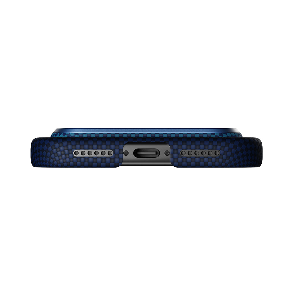 Apple iPhone 17 Pro Max Case M-Safe Charging Feature Aramid Fiber Pitaka Tactile Woven Starpeak Series Over The Horizon Cover Blue