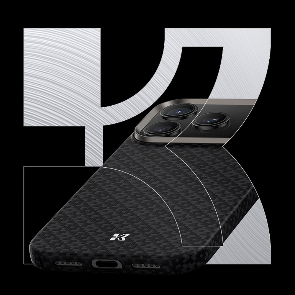 Apple iPhone 17 Pro Max Kılıf M-Safe Şarj Özellikli Benks ArmorAir ArmorGrid Serisi Kevlar Kapak Siyah