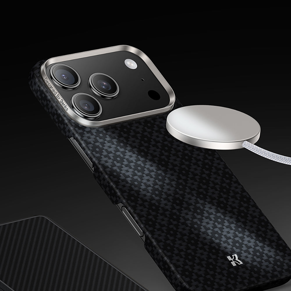 Apple iPhone 17 Pro Max Kılıf M-Safe Şarj Özellikli Benks ArmorAir ArmorGrid Serisi Kevlar Kapak Mavi