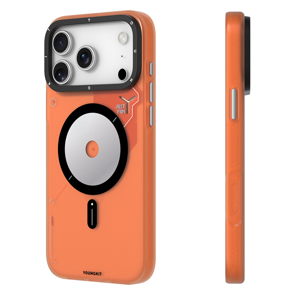 Apple iPhone 17 Pro Max Case M-safe Charging Feature Disc Pattern Youngkit Disc Battle Cover Black