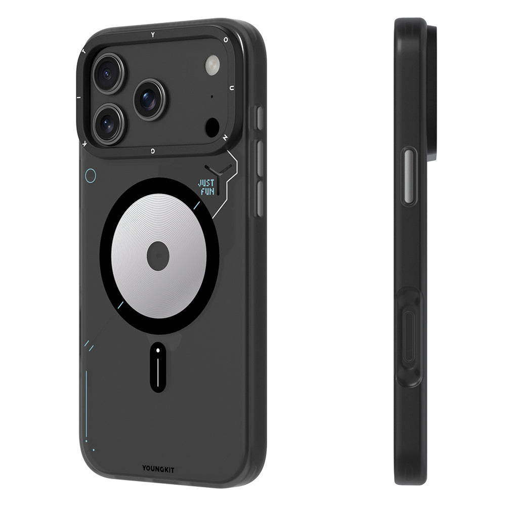 Apple iPhone 17 Pro Max Case M-safe Charging Feature Disc Pattern Youngkit Disc Battle Cover Black