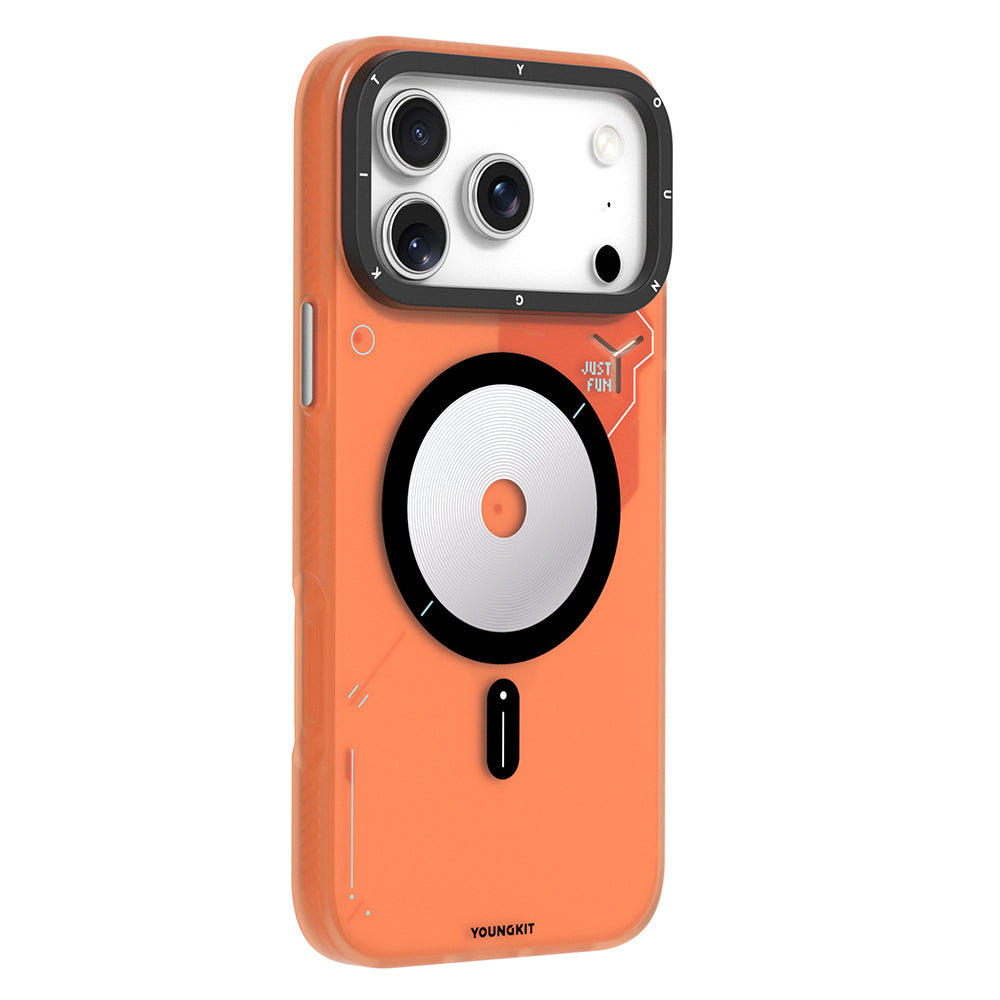 Apple iPhone 17 Pro Max Case M-safe Charging Feature Disc Pattern Youngkit Disc Battle Cover Black