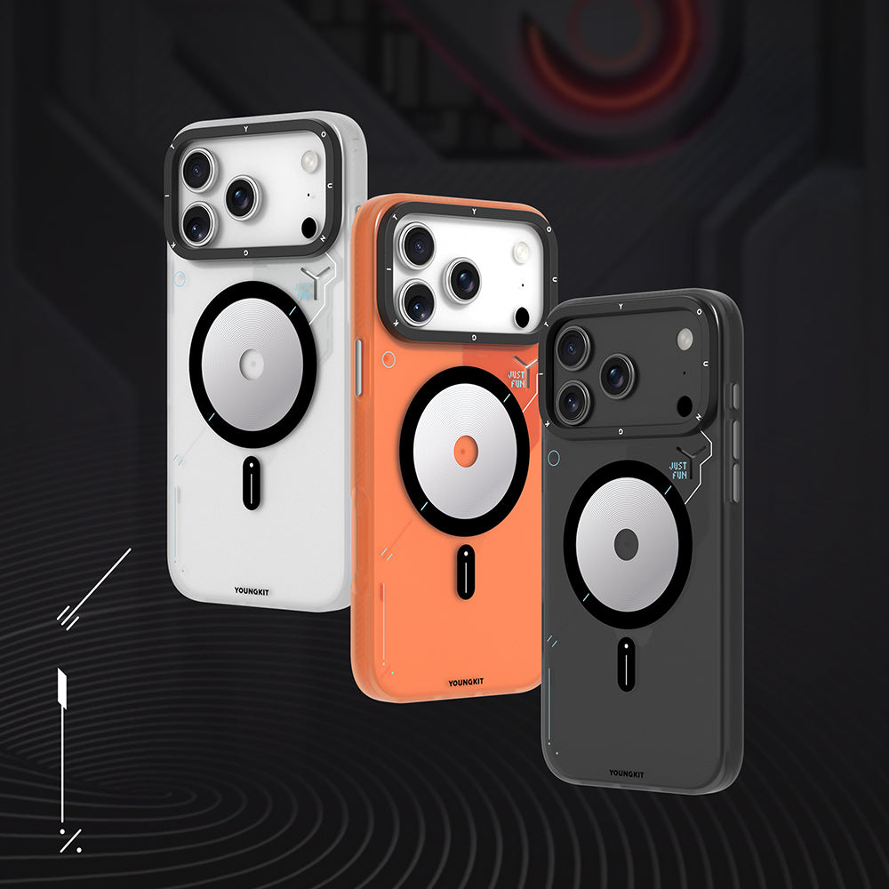 Apple iPhone 17 Pro Max Case M-safe Charging Feature Disc Pattern Youngkit Disc Battle Cover Orange
