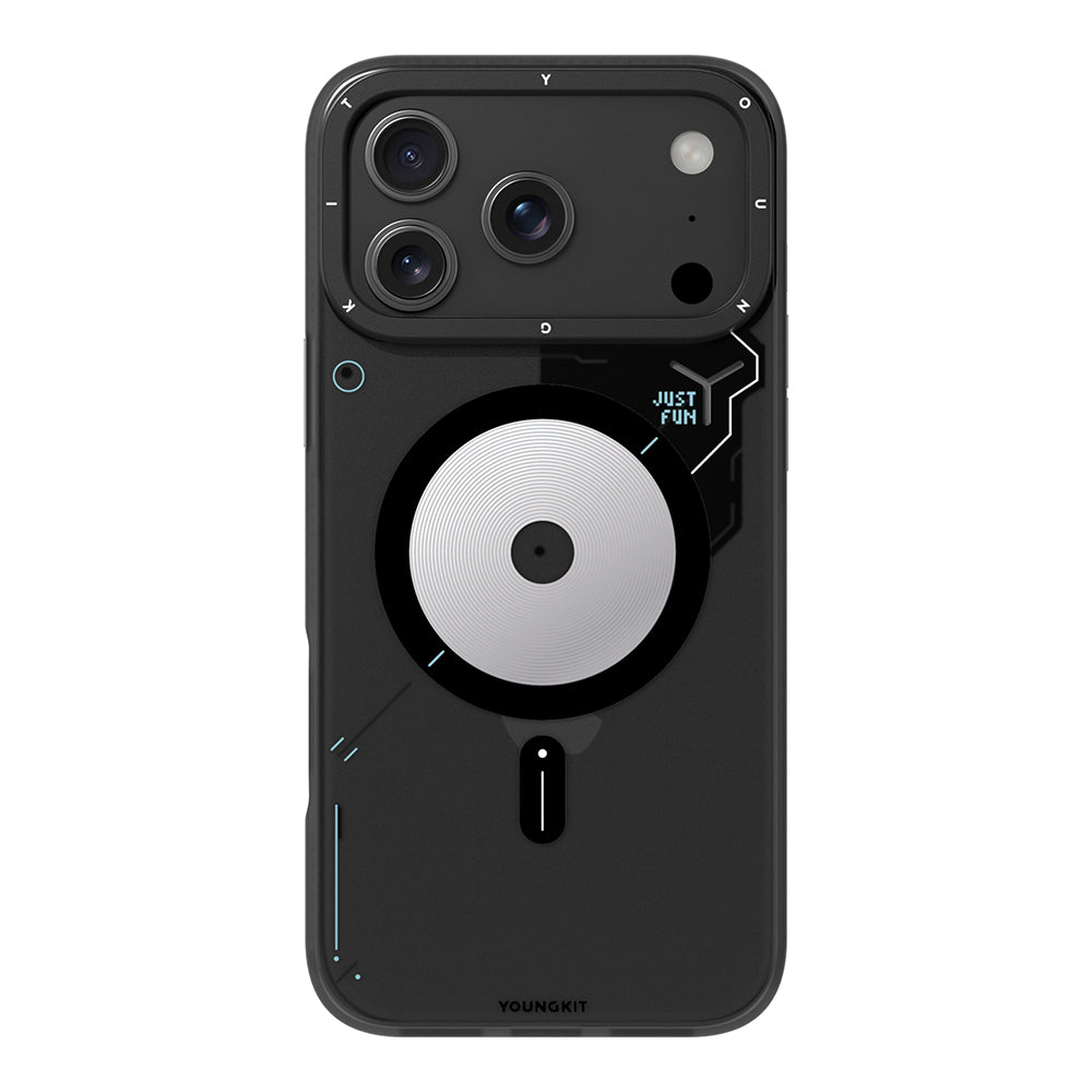 Apple iPhone 17 Pro Max Case M-safe Charging Feature Disc Pattern Youngkit Disc Battle Cover Black