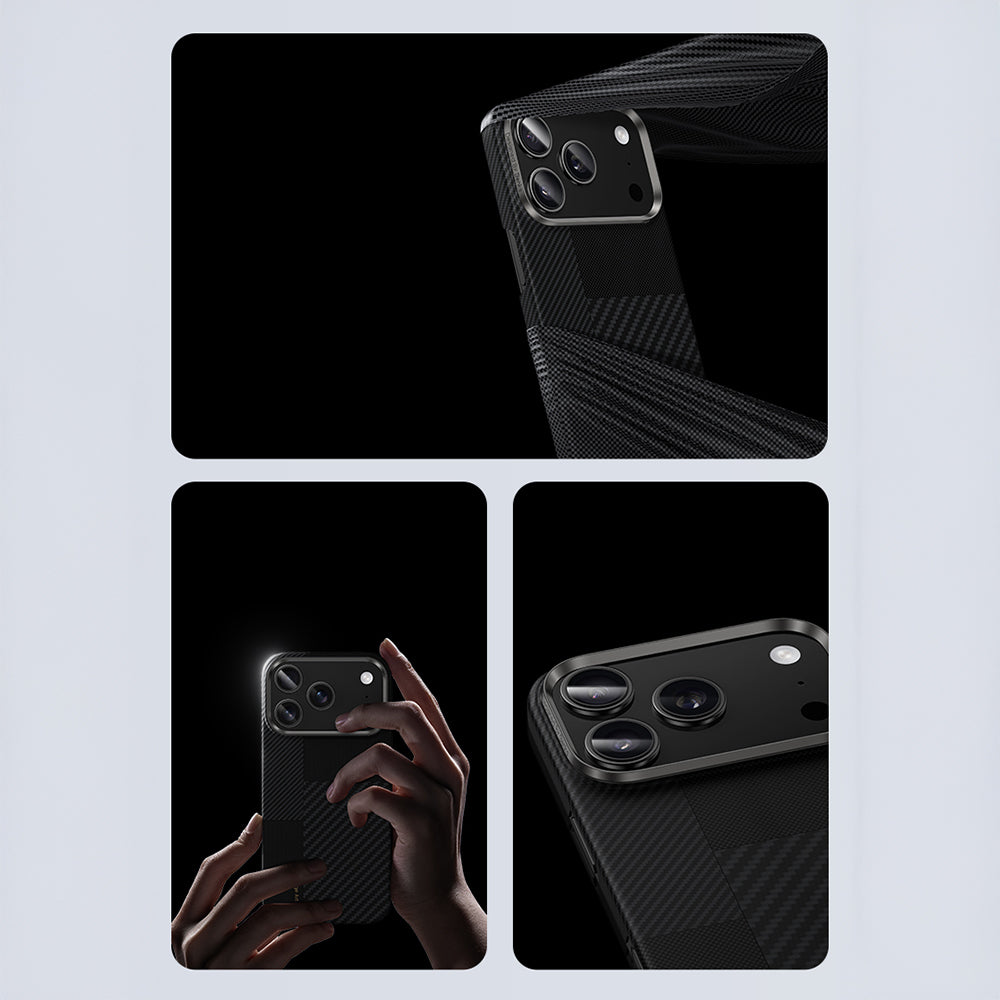 Apple iPhone 17 Pro Max Kılıf M-safe Şarj Özellikli Karbon Fiber Benks Montage ArmorAir Kevlar Kapak Siyah