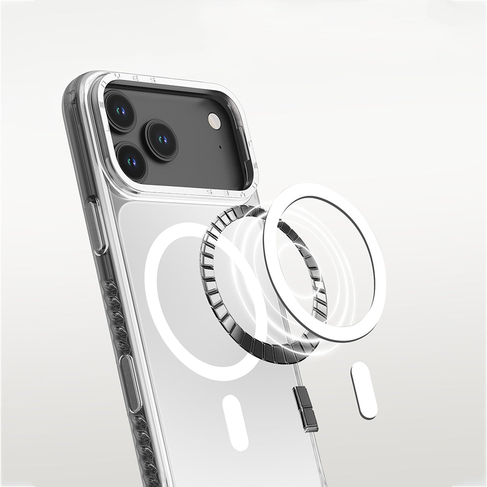 Apple iPhone 17 Pro Max Case with M-safe Charging, Metal Camera Frame, Airbag Design, Lenyes CK221 Hard PC Cover, Transparent