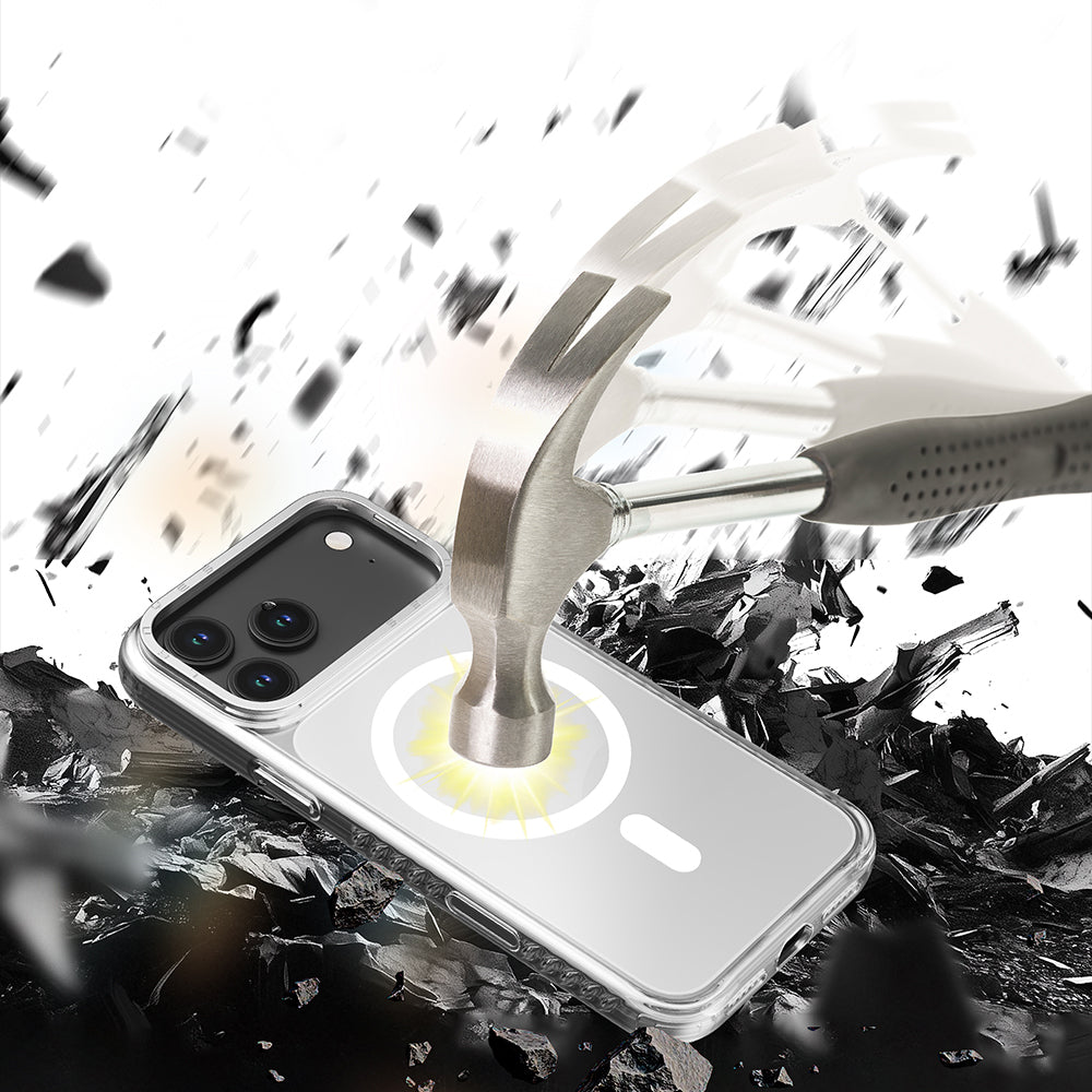 Apple iPhone 17 Pro Max Case with M-safe Charging, Metal Camera Frame, Airbag Design, Lenyes CK221 Hard PC Cover, Transparent