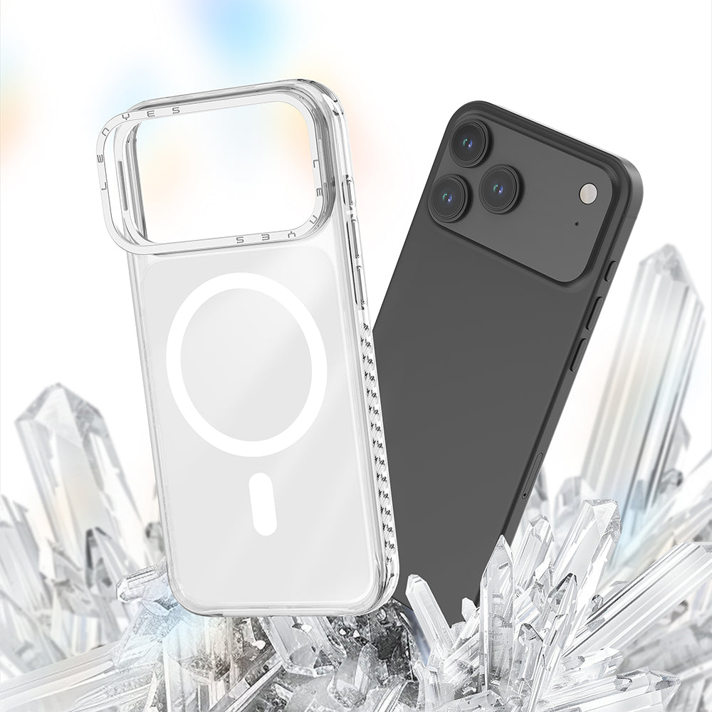 Apple iPhone 17 Pro Max Case with M-safe Charging, Metal Camera Frame, Airbag Design, Lenyes CK221 Hard PC Cover, Transparent