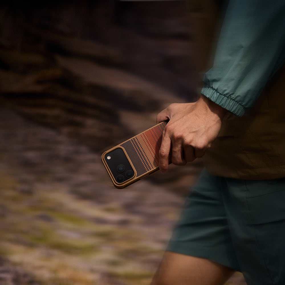 Apple iPhone 17 Pro Max Case M-safe Charging Feature Pitaka Tactile Woven Sunset-Moonrise Aramid Pro Guard Series Cover Brown