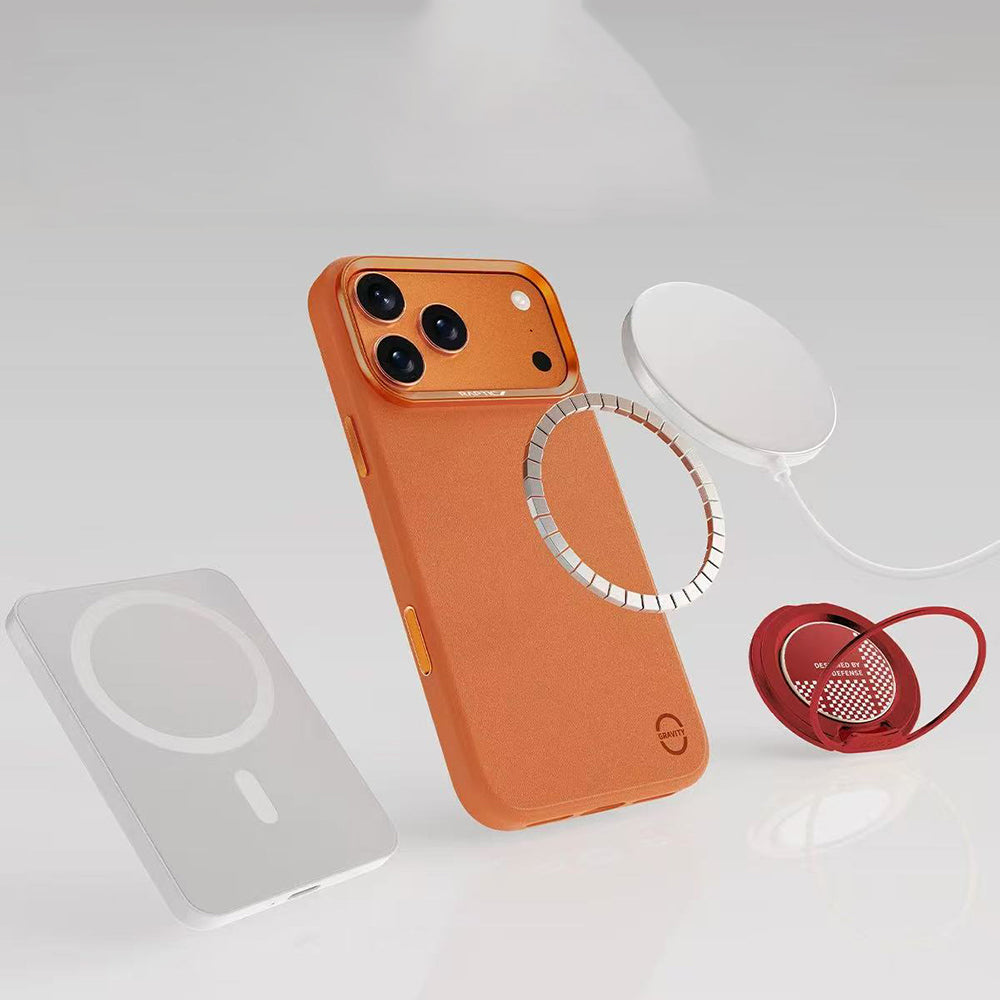 Apple iPhone 17 Pro Max Case M-Safe Charging Polymeric Leather Raptic Urban Nano Cover Orange