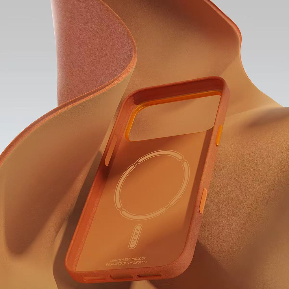 Apple iPhone 17 Pro Max Case M-Safe Charging Polymeric Leather Raptic Urban Nano Cover Orange