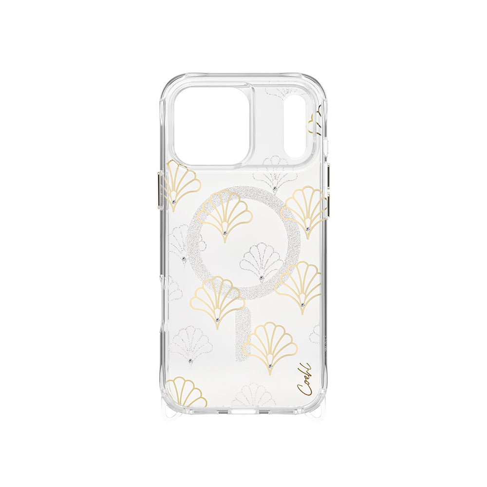 Apple iPhone 17 Pro Max Case M-safe Charging Feature Transparent Patterned Back Surface Coehl Maree Cover Silver