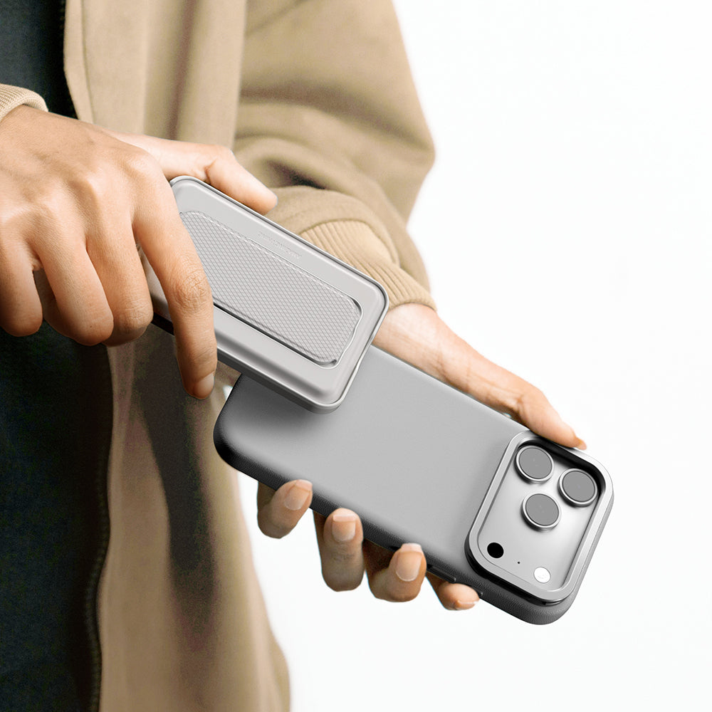 Apple iPhone 17 Pro Max Case M-safe Charging Stand Amazingthing Glamour Mag Series PU Cover Gray