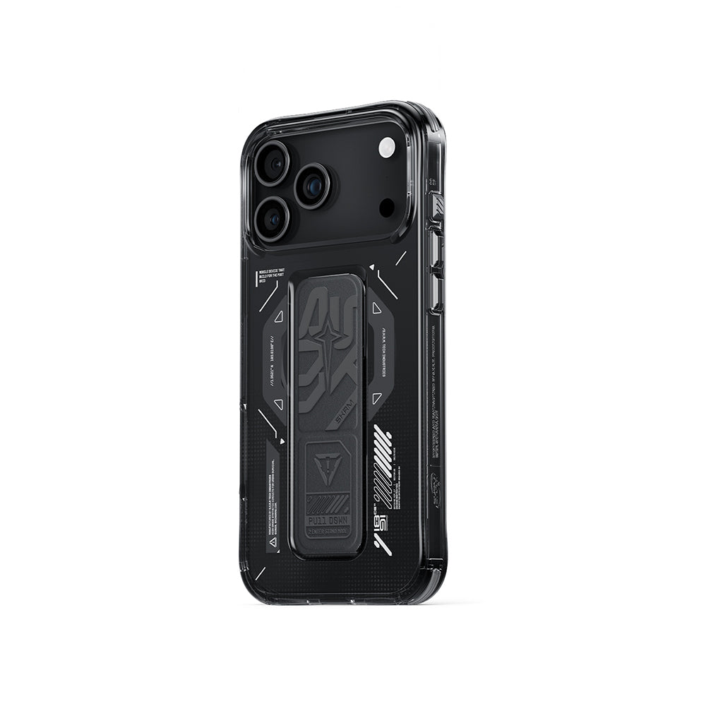 Apple iPhone 17 Pro Max Case M-safe Charging Feature Technology Patterned Skinarma Helio Mag Charge Stand Cover Smoke
