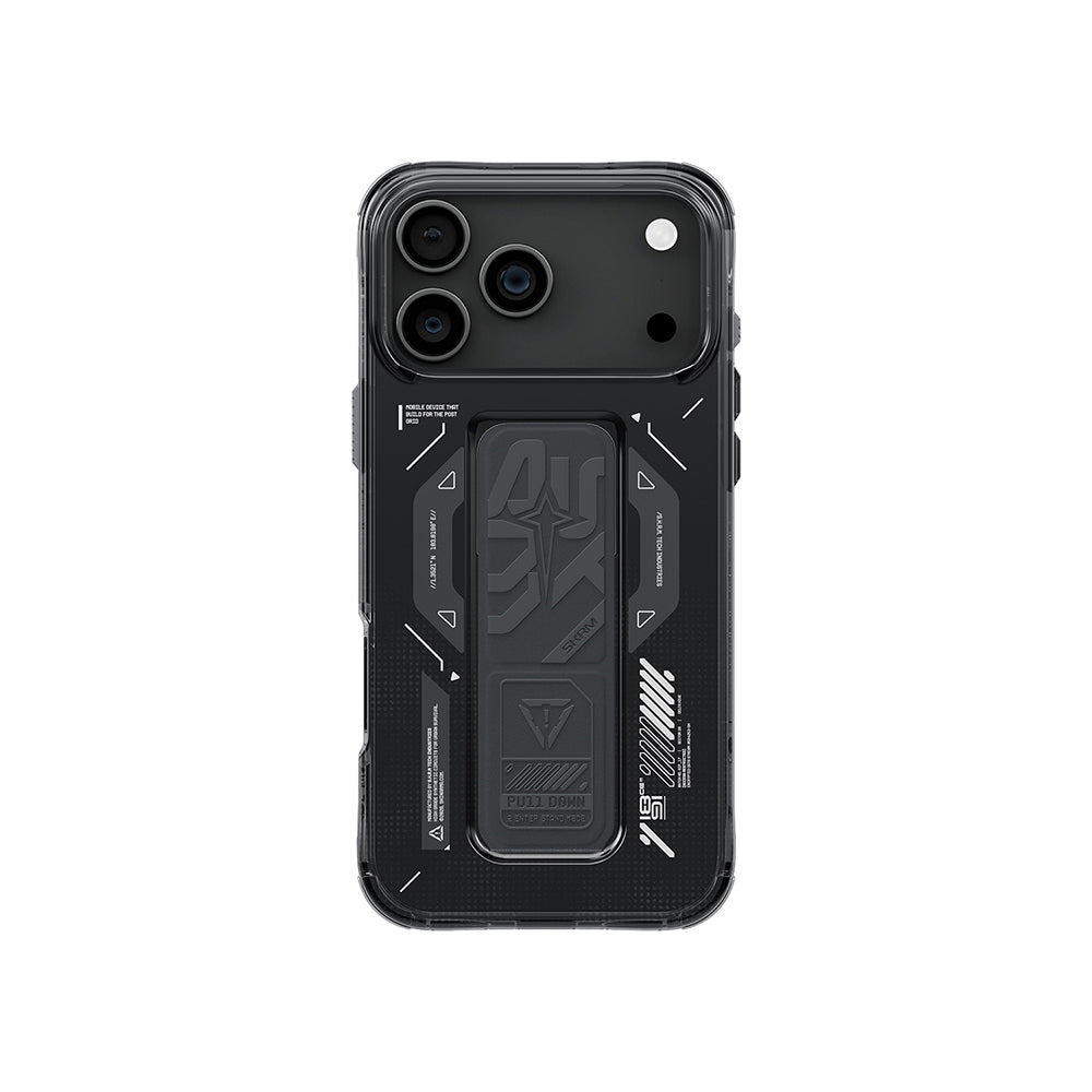 Apple iPhone 17 Pro Max Case M-safe Charging Feature Technology Patterned Skinarma Helio Mag Charge Stand Cover Smoke