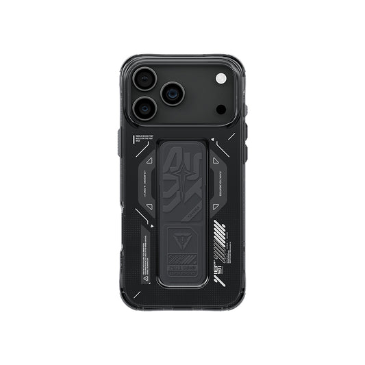 Apple iPhone 17 Pro Max Kılıf M-safe Şarj Özellikli Teknoloji Desenli Skinarma Helio Mag Charge Standlı Kapak Füme