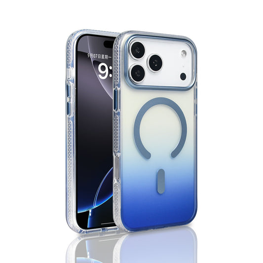 Apple iPhone 17 Pro Max Case M-safe Charging Feature Transparent Color Transition Zore Toros Cover Blue