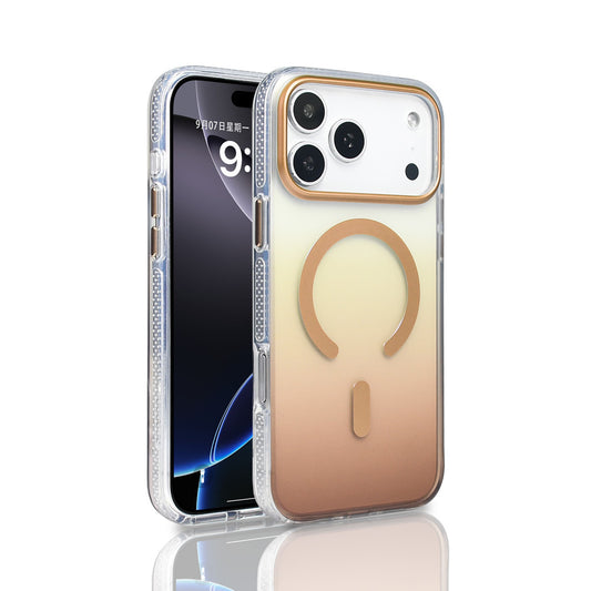 Apple iPhone 17 Pro Max Case M-safe Charging Feature Transparent Color Transition Zore Toros Cover Gold