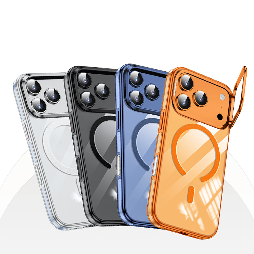 Apple iPhone 17 Pro Max Kılıf M-safe Şarj Özellikli Wlons Standlı Efsane Kapak Turuncu