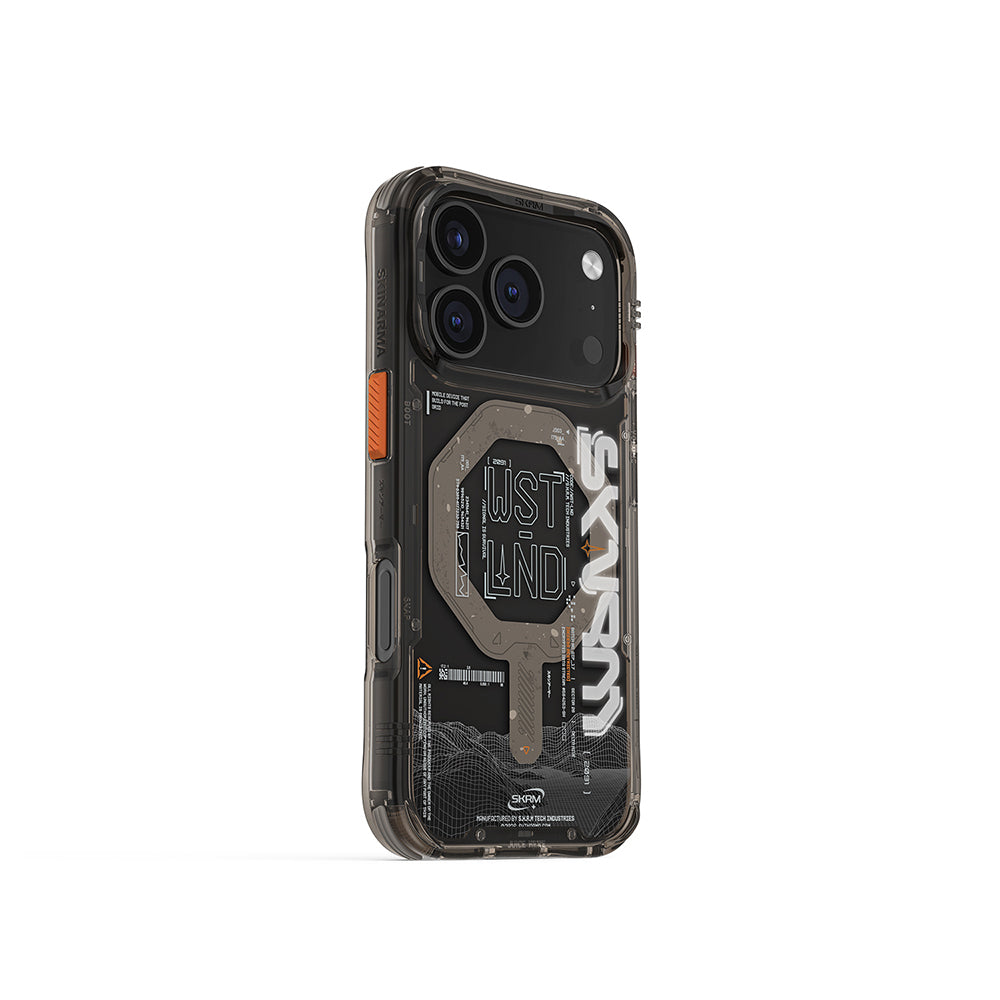 Apple iPhone 17 Pro Max Case M-safe Charging Feature Text Patterned Airbag Design Skinarma Sonix Cover Black