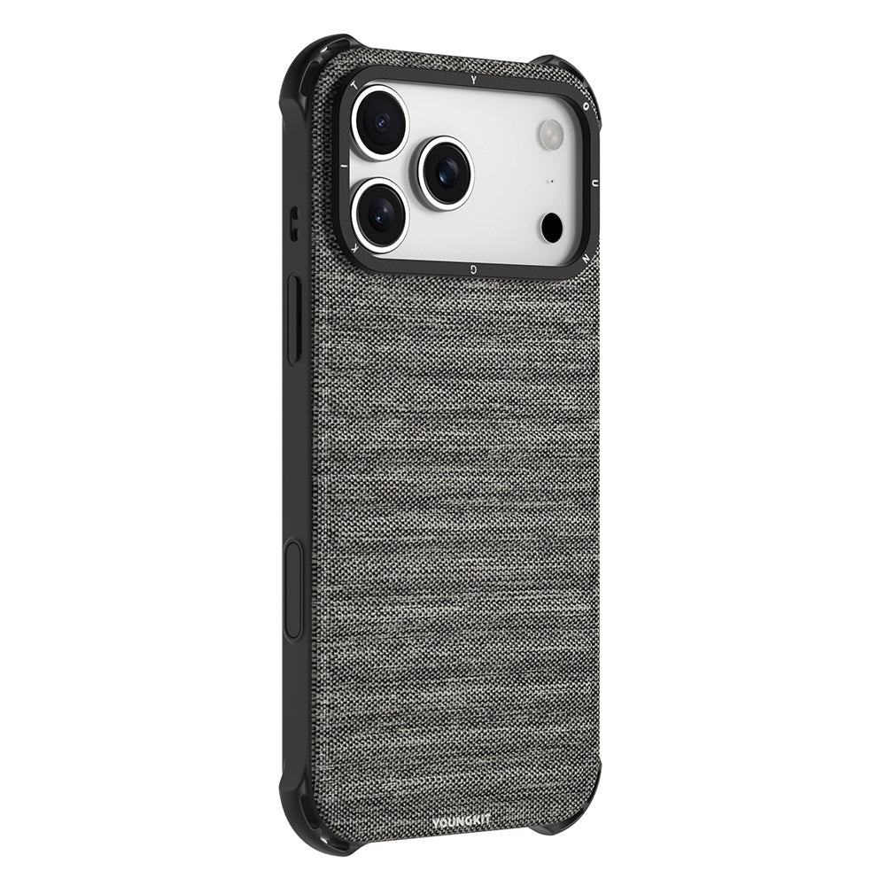 Apple iPhone 17 Pro Max Case M-safe Charging Feature Youngkit Canvas Series Cover Gray