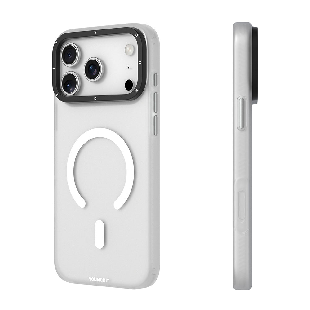 Apple iPhone 17 Pro Max Case M-safe Charging Feature Youngkit Hidden Sand Series Cover White