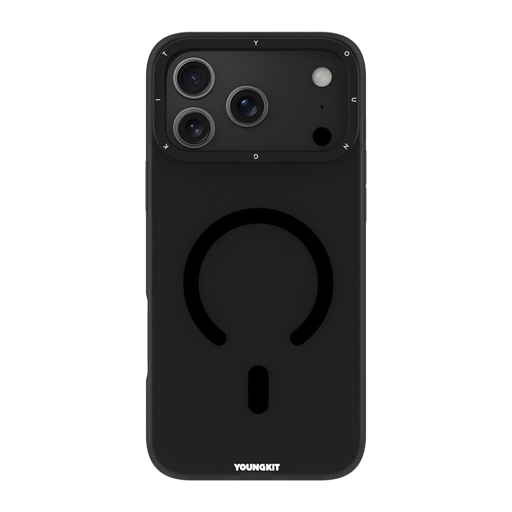 Apple iPhone 17 Pro Max Kılıf M-safe Şarj Özellikli Youngkit Hidden Sand Serisi Kapak Siyah