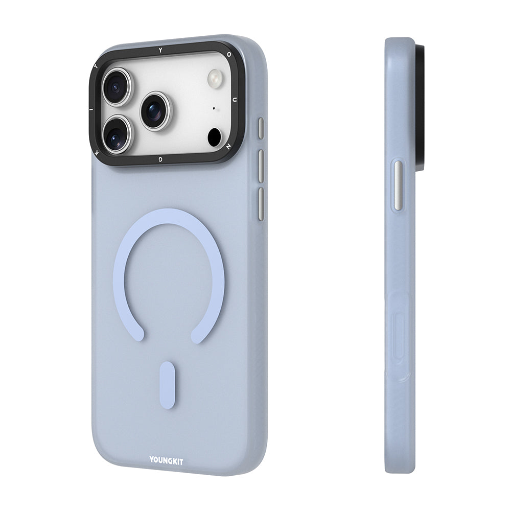 Apple iPhone 17 Pro Max Kılıf M-safe Şarj Özellikli Youngkit Hidden Sand Serisi Kapak Beyaz