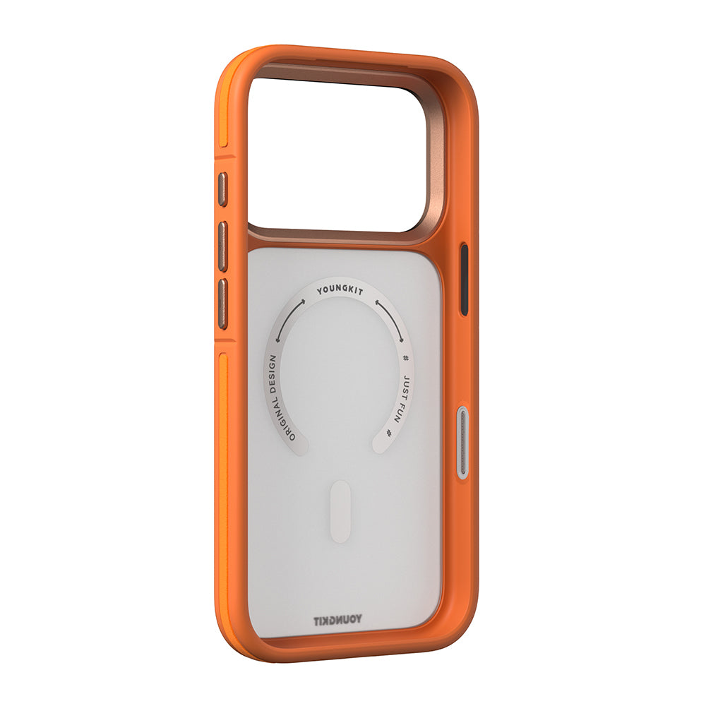 Apple iPhone 17 Pro Max Kılıf M-safe Şarj Özellikli Youngkit Rock Sand Serisi Kapak Gri