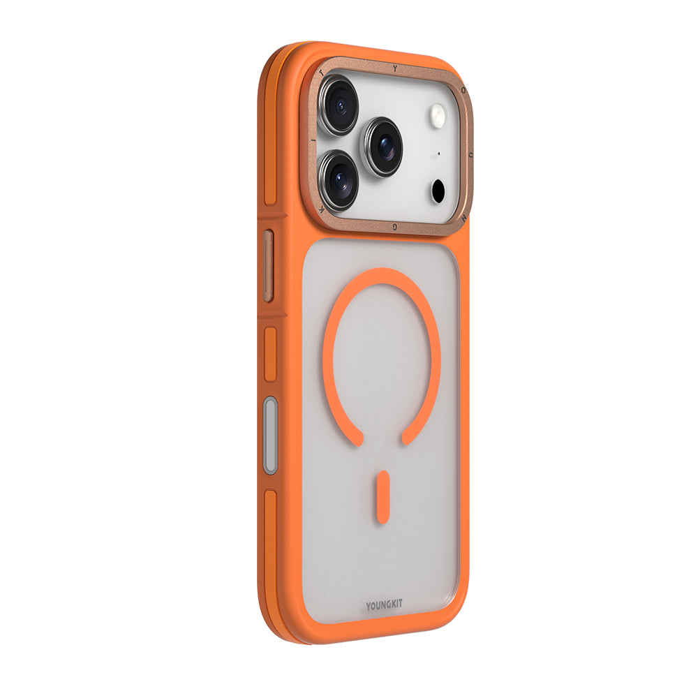 Apple iPhone 17 Pro Max Kılıf M-safe Şarj Özellikli Youngkit Rock Sand Serisi Kapak Gri