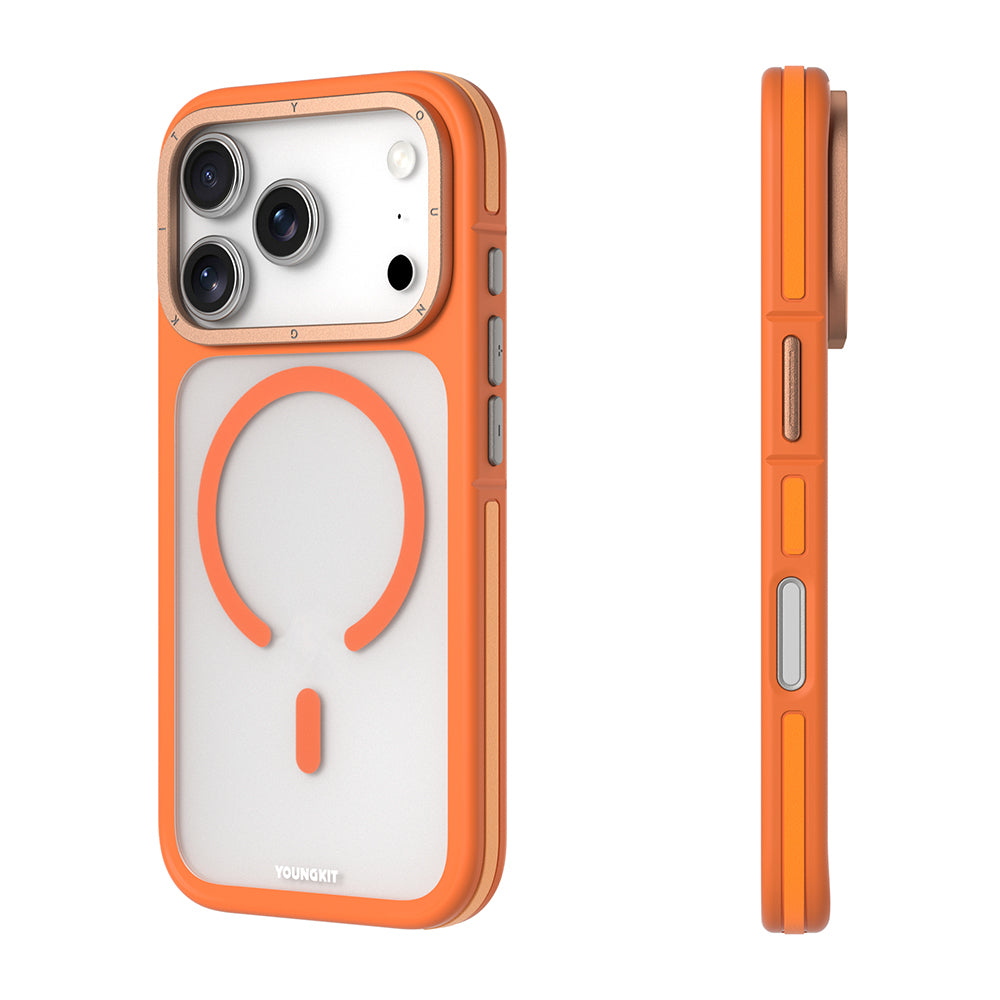Apple iPhone 17 Pro Max Kılıf M-safe Şarj Özellikli Youngkit Rock Sand Serisi Kapak Gri