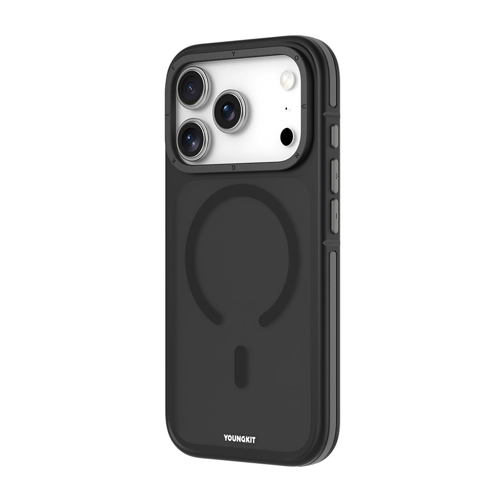 Apple iPhone 17 Pro Max Kılıf M-safe Şarj Özellikli Youngkit Rock Sand Serisi Kapak Siyah