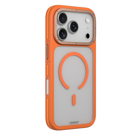 Apple iPhone 17 Pro Max Case M-safe Charging Feature Youngkit Rock Sand Series Cover Orange