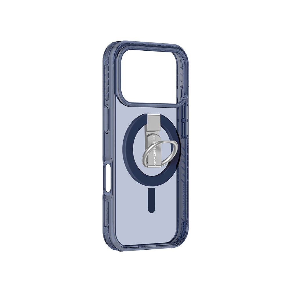 Apple iPhone 17 Pro Max Case with M-safe Charging Feature and Ring Stand Amazingthing Titan Pro Series Cover Blue