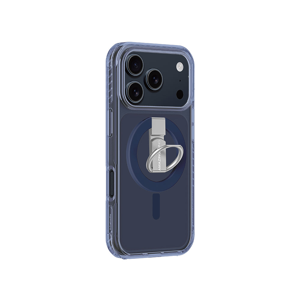 Apple iPhone 17 Pro Max Case with M-safe Charging Feature and Ring Stand Amazingthing Titan Pro Series Cover Blue