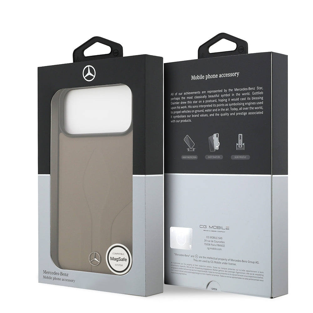 Apple iPhone 17 Pro Max Case Mercedes Benz Original Licensed M-Safe Charging Feature Textured Patterned Leather Cover Black