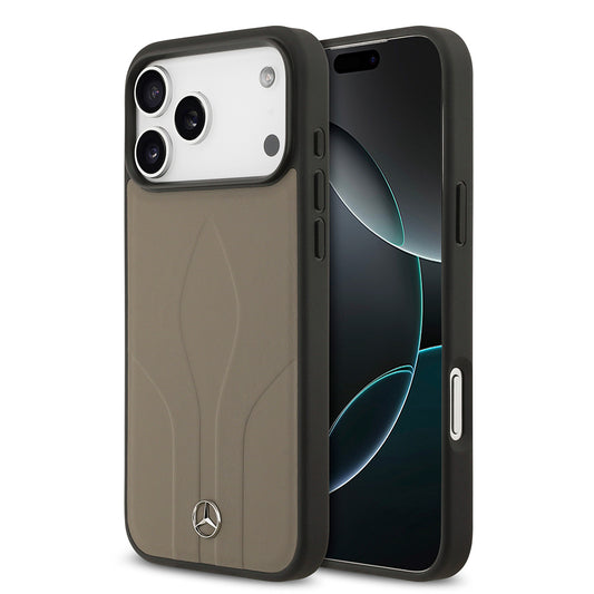 Apple iPhone 17 Pro Max Kılıf Mercedes Benz Orjinal Lisanslı M-safe Şarj Özellikli Dokulu Desenli Deri Kapak