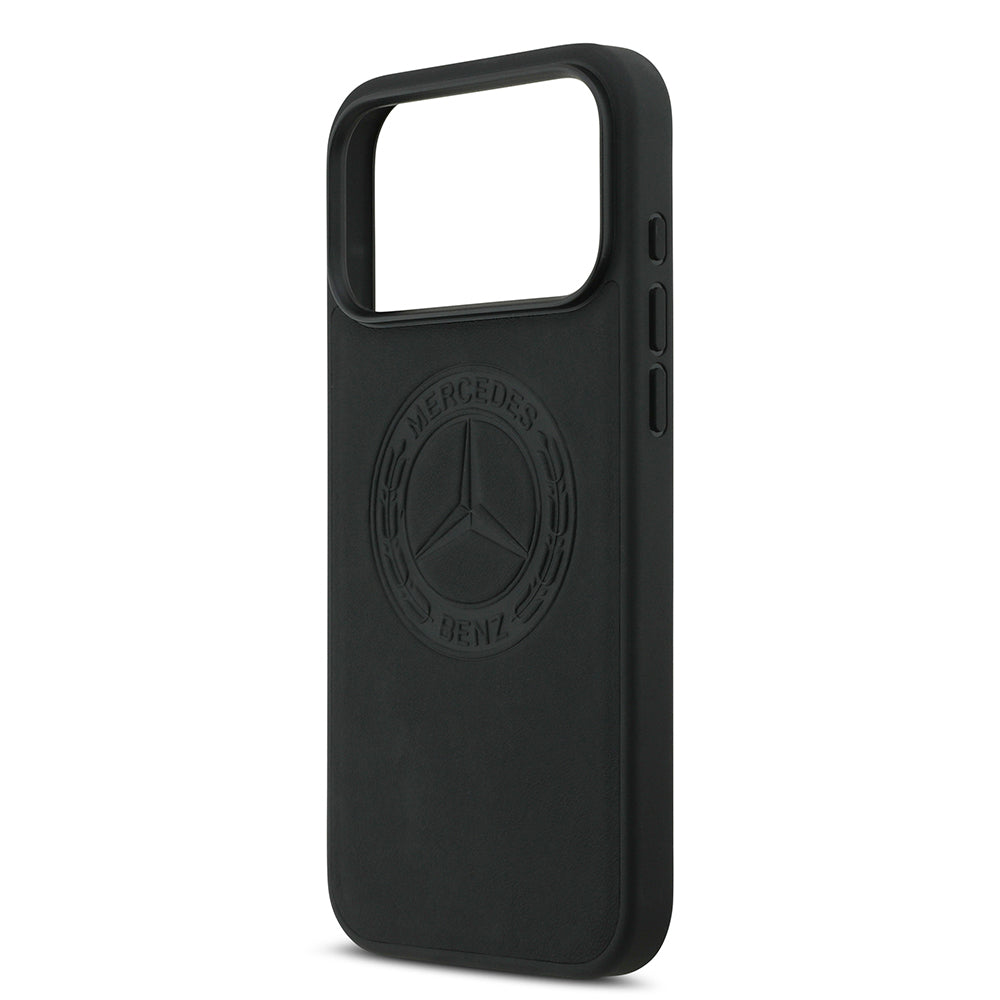 Apple iPhone 17 Pro Max Kılıf Mercedes Benz Orjinal Lisanslı M-safe Şarj Özellikli Hakiki Deri Nostaljik Yıldız Dizayn Kapak Kahverengi