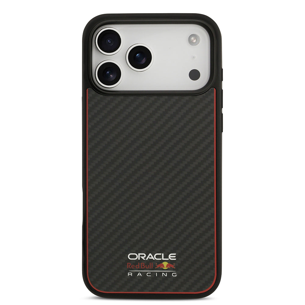 Apple iPhone 17 Pro Max Case Redbull Original Licensed M-safe Charging Function Carbon Fiber Shining Logo Kevlar Cover Black