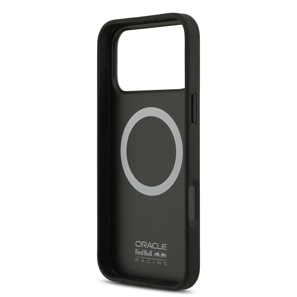 Apple iPhone 17 Pro Max Kılıf Redbull Orjinal Lisanslı M-safe Şarj Özellikli Karbon Fiber Parlayan Logolu Kevlar Kapak Siyah