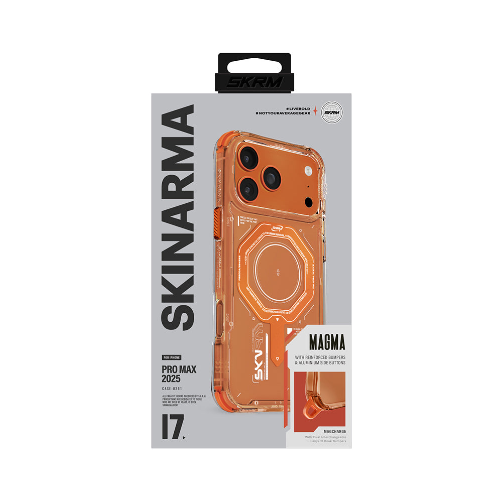 Apple iPhone 17 Pro Max Case SkinArma M-safe Charging Airbag Design Magma Cover Orange