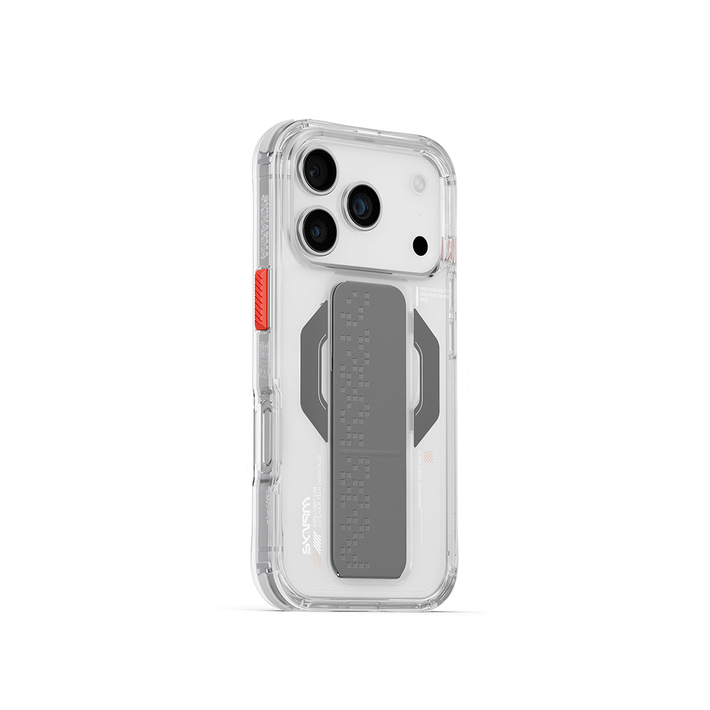 Apple iPhone 17 Pro Max Case Skinarma M-Safe Charging Feature Airbag Design Stand Haxa Cover Smoke