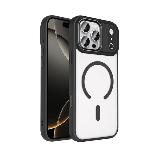 Apple iPhone 17 Pro Max Case Wireless Charging Zore Chrome M-safe Silicone Cover Black