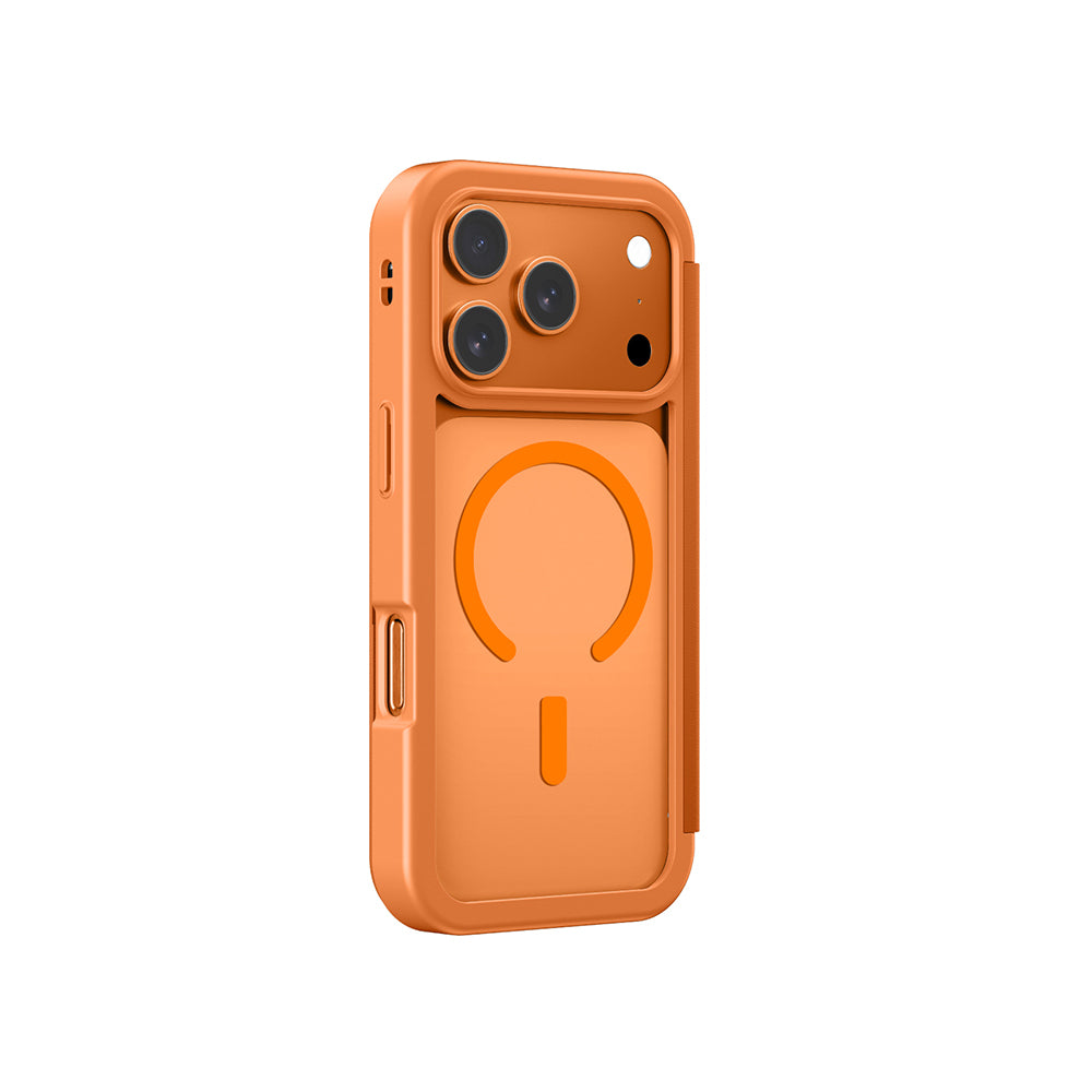 Apple iPhone 17 Pro Max PU Card Holder Cover Amazingthing Glamour Foilo Series Case Orange
