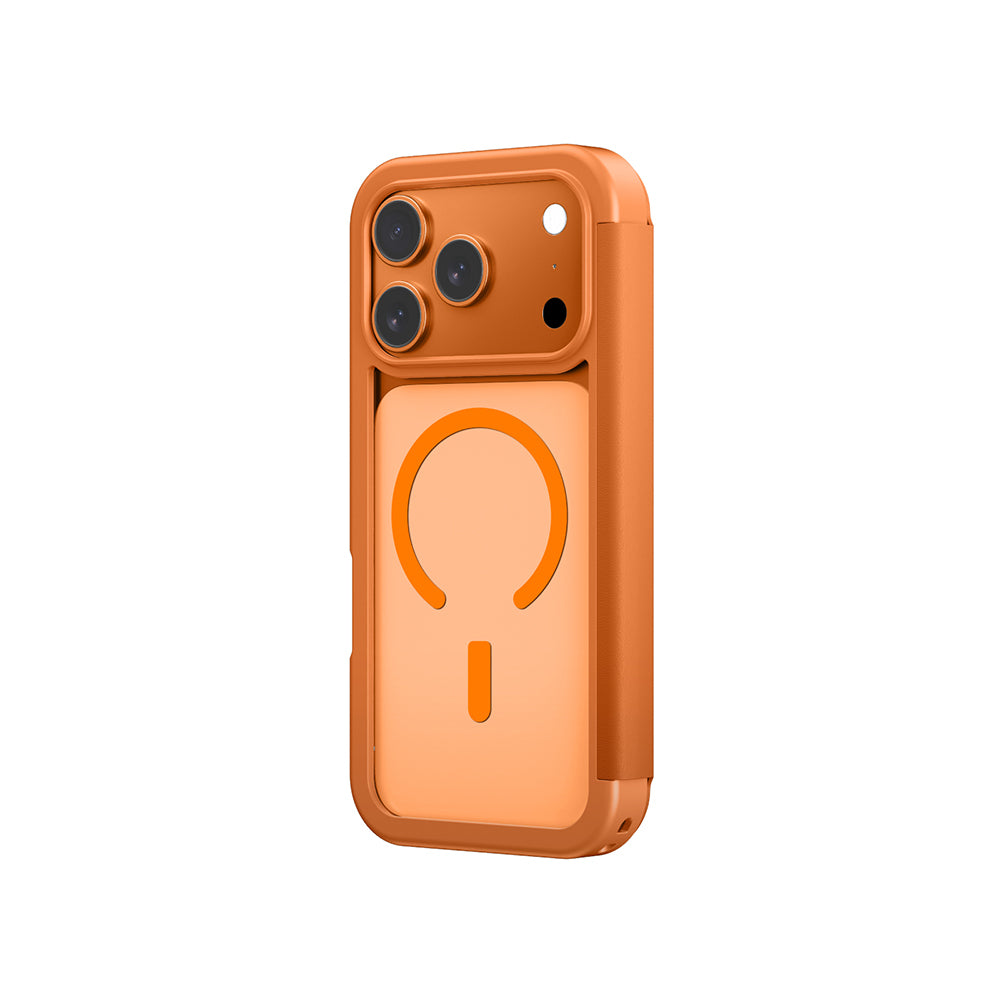 Apple iPhone 17 Pro Max PU Card Holder Cover Amazingthing Glamour Foilo Series Case Orange